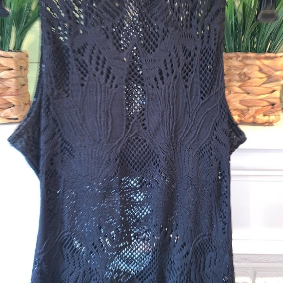 Mara Hoffman Black Lace Mesh Cut Out Bodycon High Neck Sleeveless Mini Dress M - Picture 3 of 7